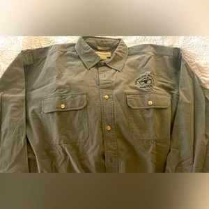 🦘 Australian Outback Shirt XL Green Safari Hunting w/ leather Keychain 🌏🐨🇦🇺